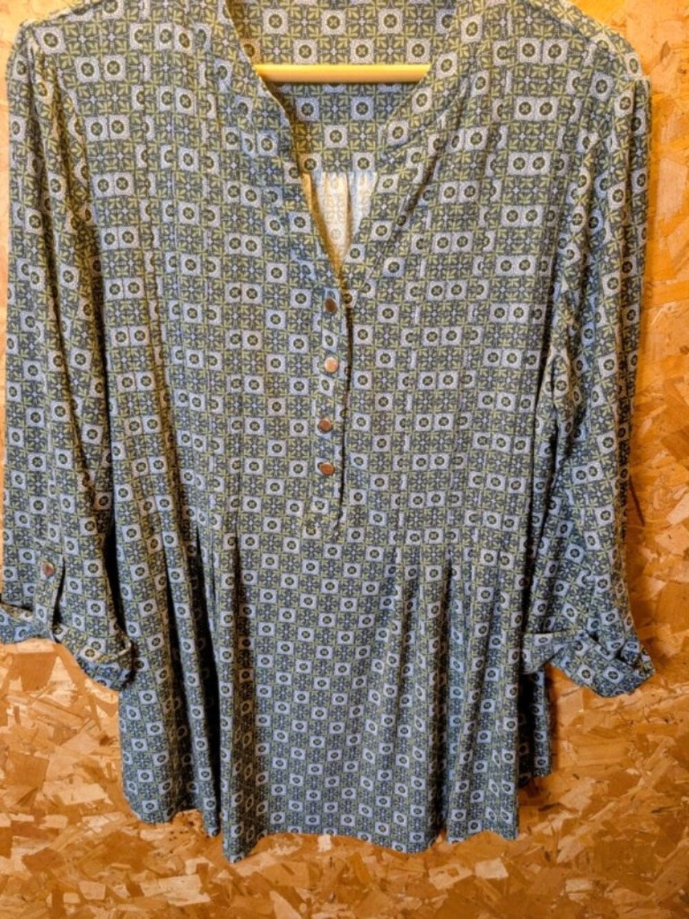 Westport patterned blouse in greens